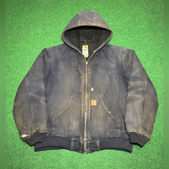 Vintage Carhartt J130 Duck Active Blue Faded Grunge Distressed Medium Jacket